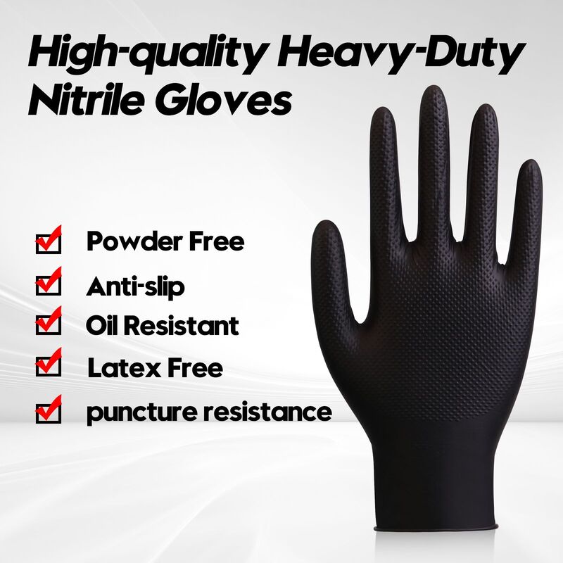 9inch Diamond Textured Heavy Duty Nitrile Gloves