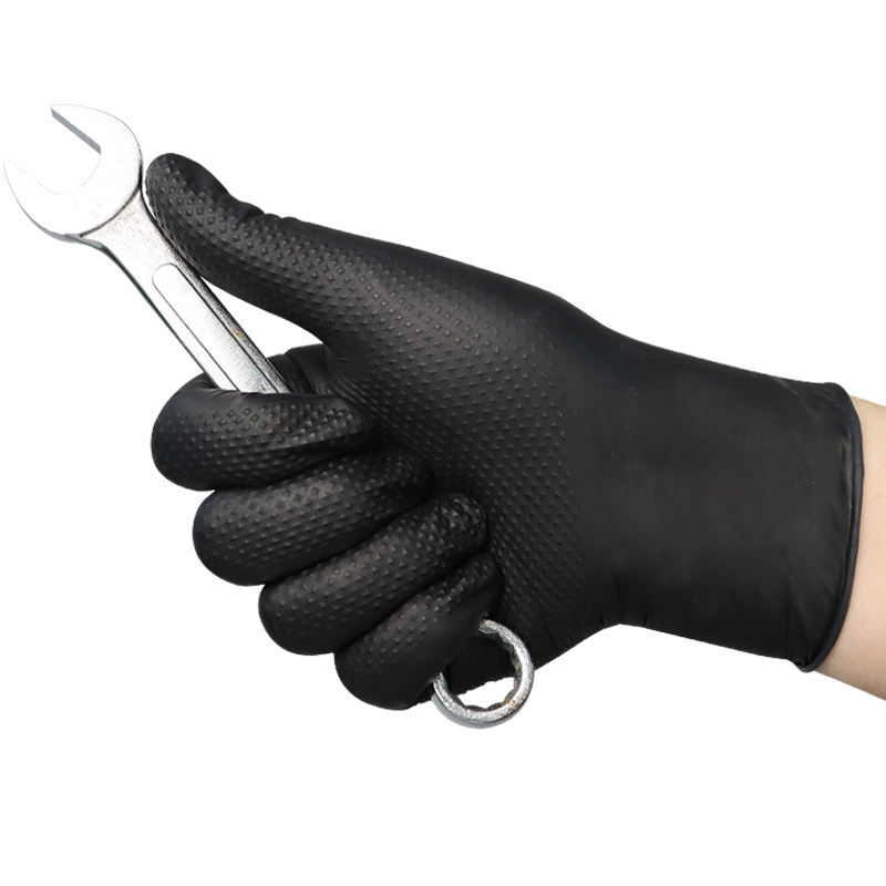 9inch Diamond Textured Heavy Duty Nitrile Gloves