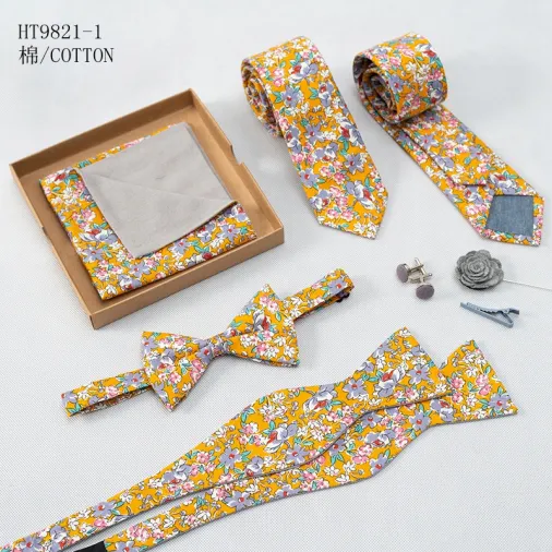 Custom high quality wedding floral mens ties bowties set