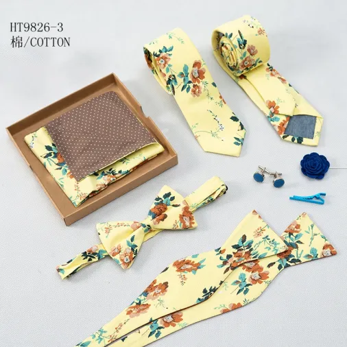 Custom high quality wedding floral mens ties bowties set