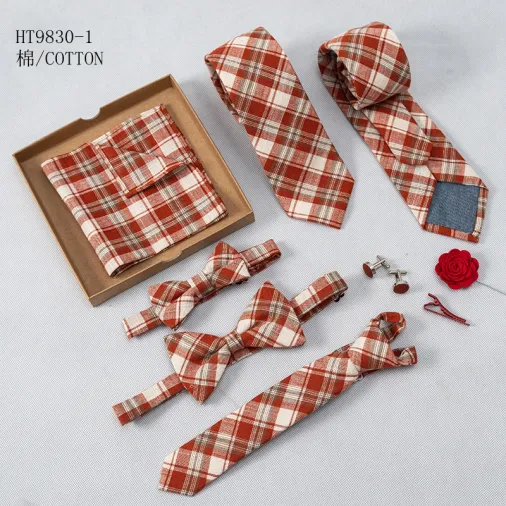 Plaid adult and kids mens neck tie sets