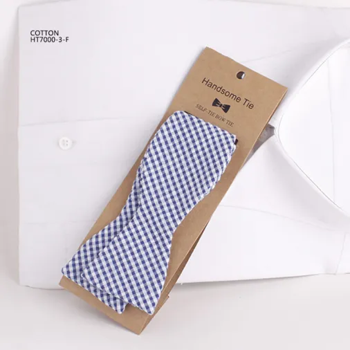 Fashion cotton high quality plaid self tie bow ties