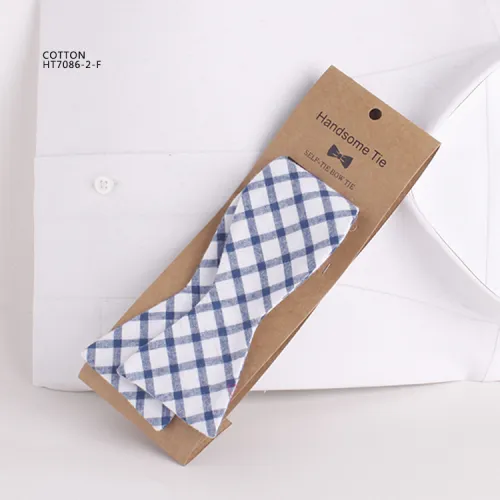 Fashion cotton high quality plaid self tie bow ties