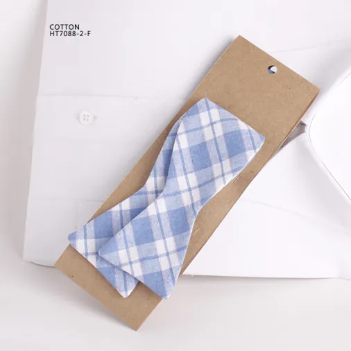 Fashion cotton high quality plaid self tie bow ties