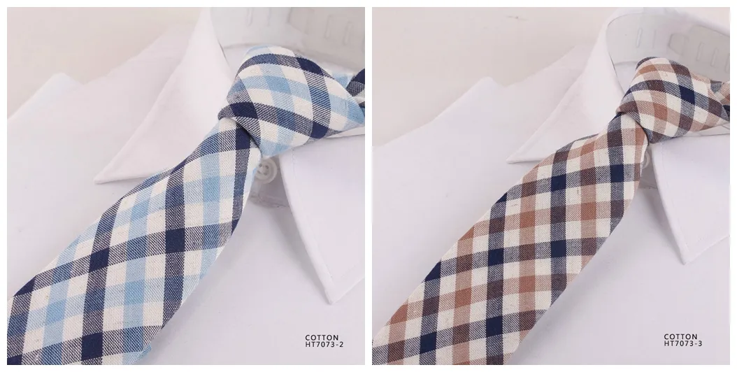 Fashion classic cotton plaid neckties men cheap tie