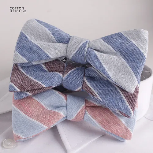 Cotton fashion stripe bow ties men pre-tied bow