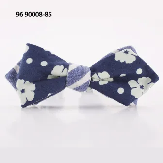 Flowers diamond style cotton wedding slim bow tie