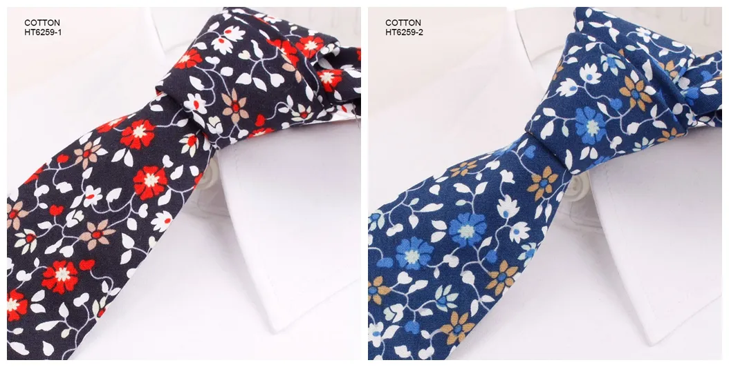 Wholesale cotton florals wedding neckties men tie