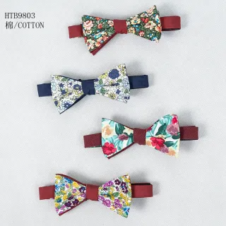 Cotton multicolor flowers and satin mens ties and bow ties