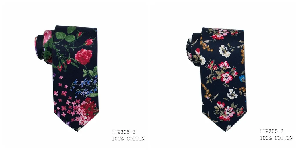 Cotton flowers mens skinny custom ties for wedding