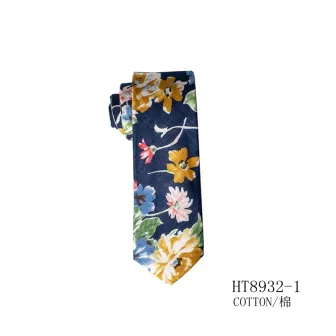 Custom 100% cotton casual flowers bespoke tie