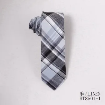 Plaid and stripe cotton bespoke tie for men
