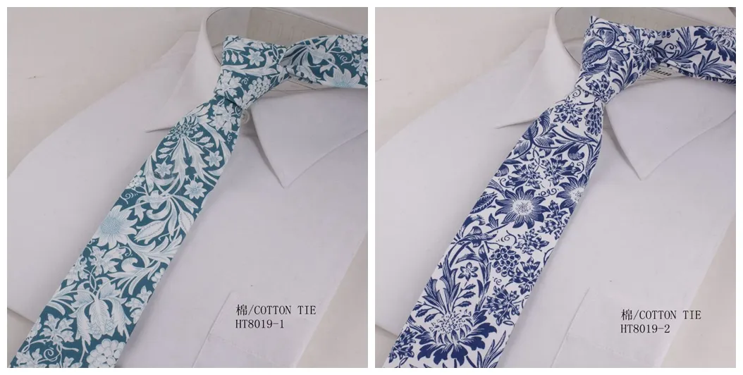 Custom casual blue and pink floral tie for wedding