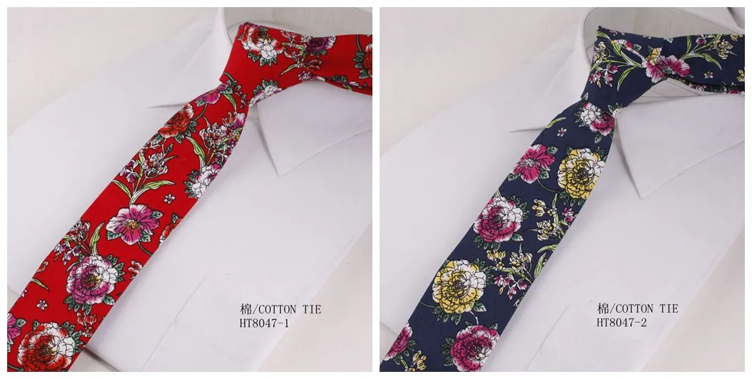 Custom 100% cotton flowers ties men colorfull