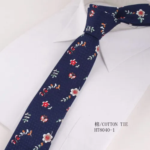 Cotton new flowers wedding ties men blue