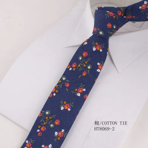Wedding cotton flowers and stripe tie set for men