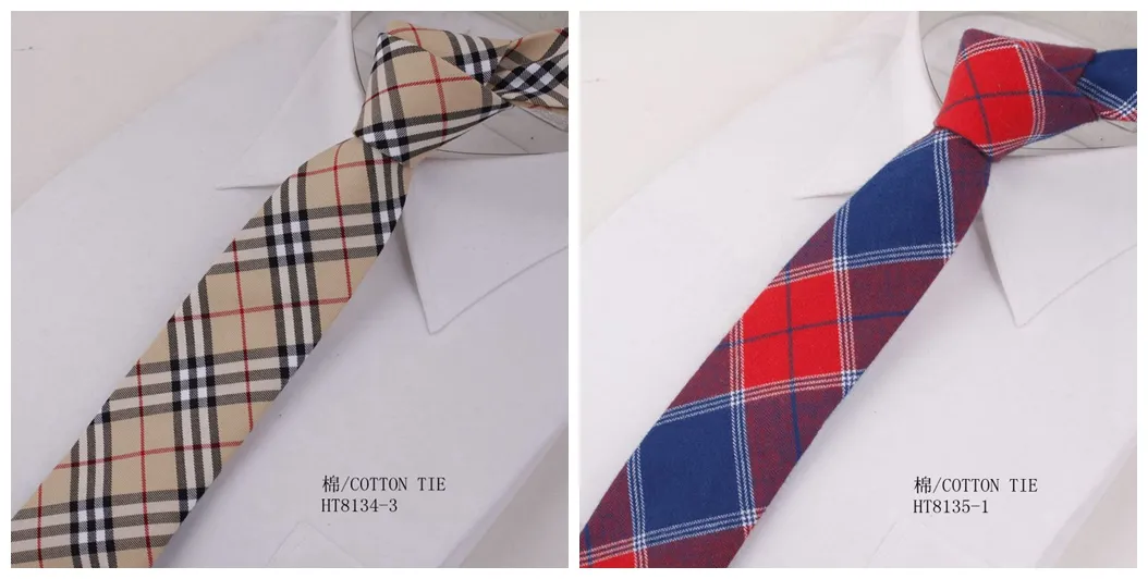 Custom cotton plaid fashion school necktie for student