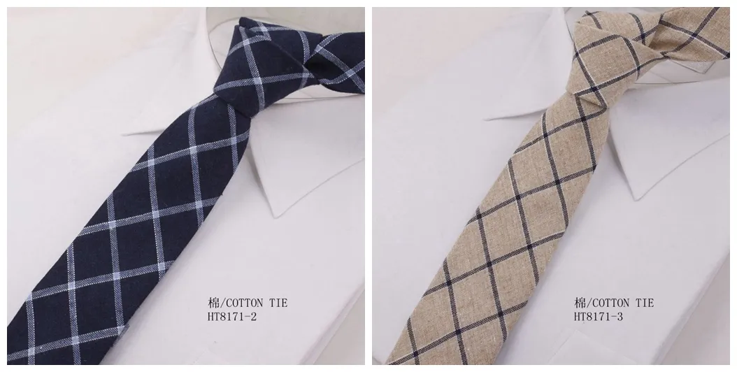 Business classic plaid cotton cool neckties