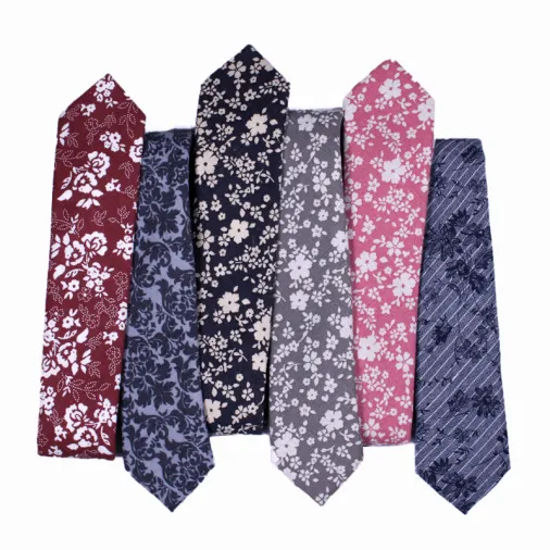 Custom Latest Design Tie Casual Cotton Neck Ties For Men Floral Neck Tie