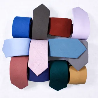 High quality colorful plain cotton ties for men wedding neckties