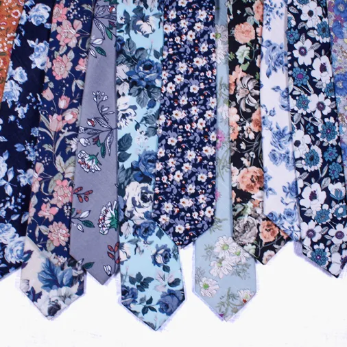 Cotton soft fabric flowral wedding neckties for grooms
