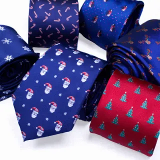 Christmas designs snow men polyester skinny necktie