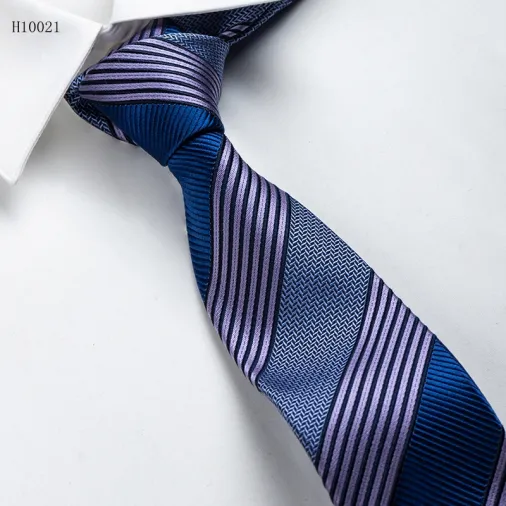 Luxury custom stripe business necktie silk woven