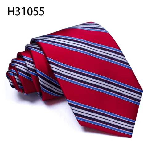 Polyester red woven business and wedding neckties