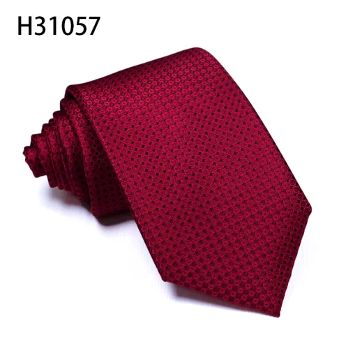 Polyester red woven business and wedding neckties