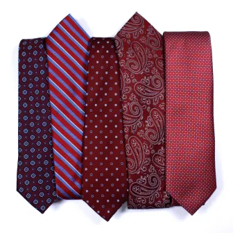 Polyester red woven business and wedding neckties