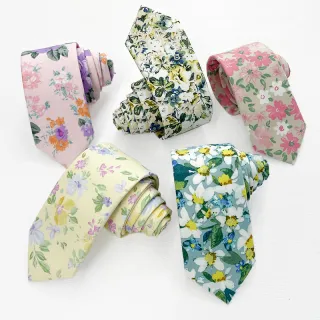 Cotton Flowers Soft Fashion Wedding Spring Summer New Designs Casual Mens Skinny Neckties Women Ties