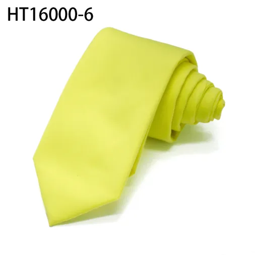 Cotton plain mens neckties yellow light color casual tie