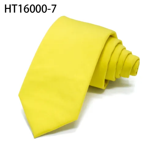 Cotton plain mens neckties yellow light color casual tie