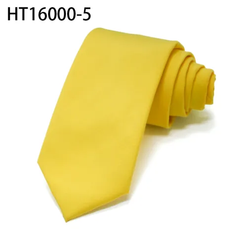 Cotton plain mens neckties yellow light color casual tie