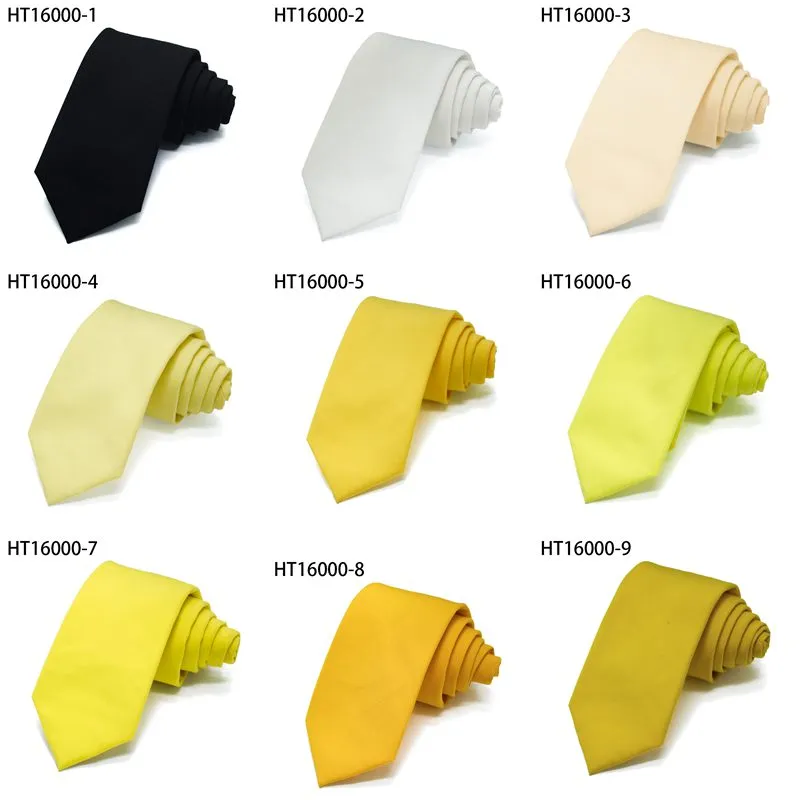 Cotton plain mens neckties yellow light color casual tie