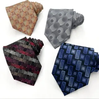 Custom Woven black and white polka dots ties plaid polyester ties
