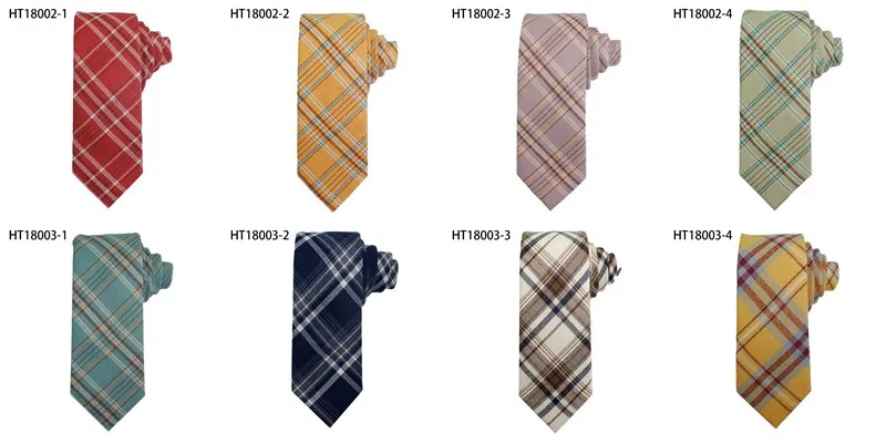 Cotton plaid fashion custom business casual ties for men