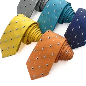 Polyester Woven Boat Designs Mens Neckties Novelty Ties