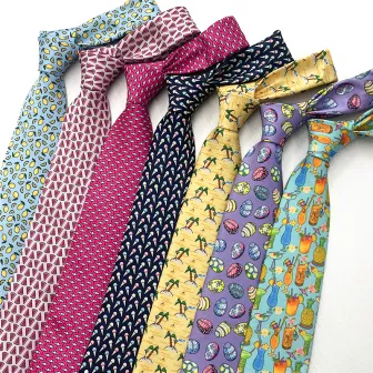 Printed fruit cake designs mens fashion polyester neckties