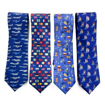 Printed national flag aircraft musical instrument mens classic neckties