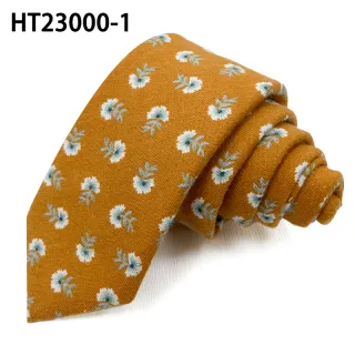 Custom brown flower fashion cotton skinny mens tie