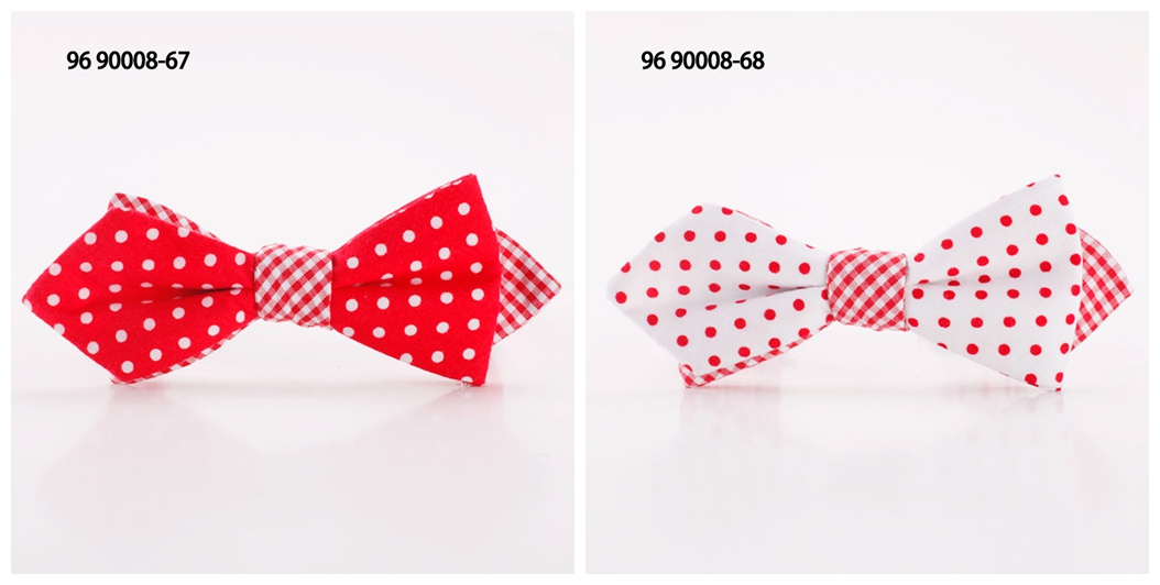 Cotton dot and stripe wedding bow ties with pointed ends