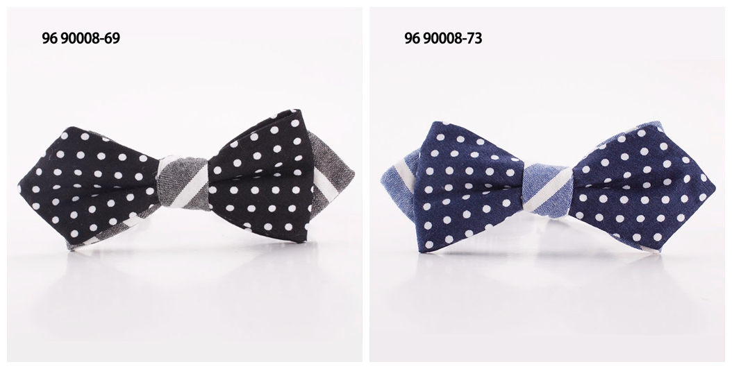 Cotton dot and stripe wedding bow ties with pointed ends