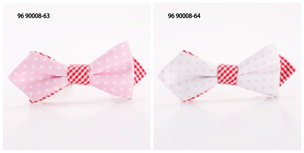 Cotton dot and stripe wedding bow ties with pointed ends