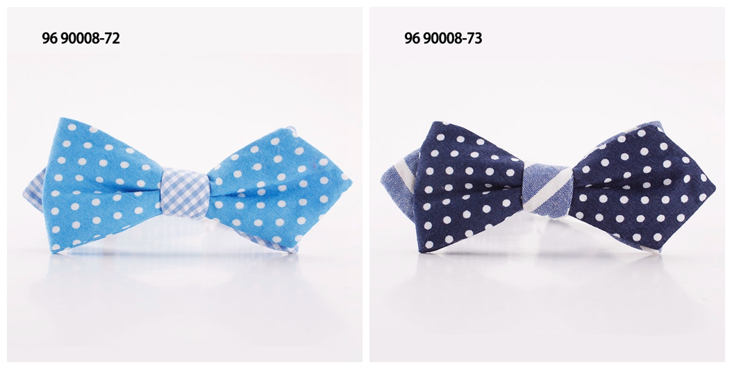 Cotton dot and stripe wedding bow ties with pointed ends