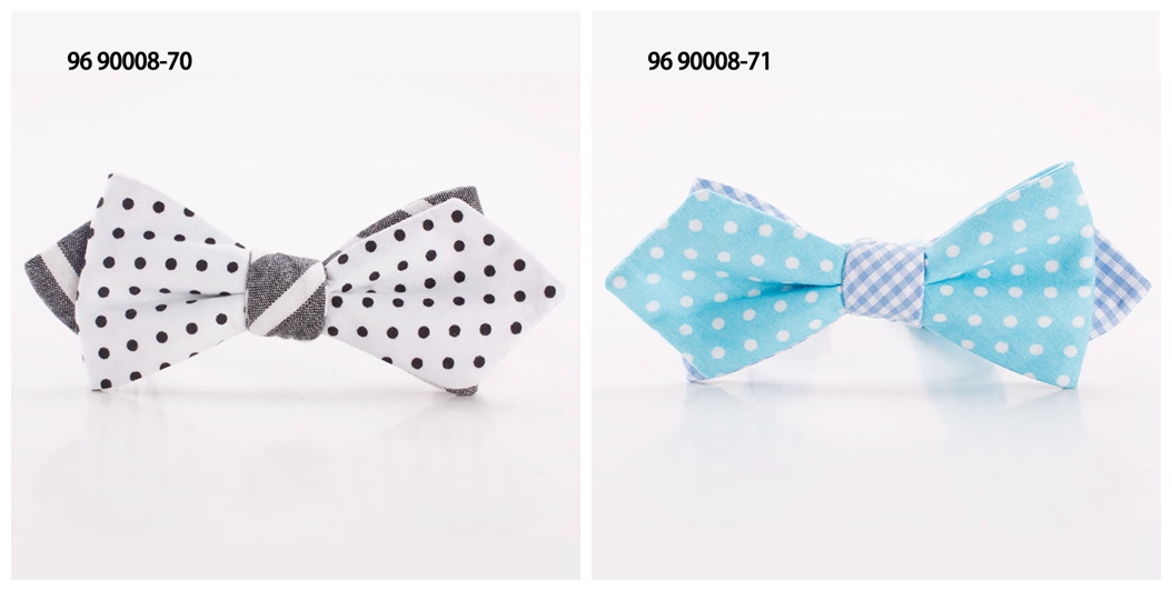 Cotton dot and stripe wedding bow ties with pointed ends