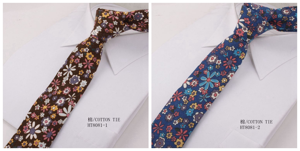 Custom bespoke cotton printed flowers wedding ties