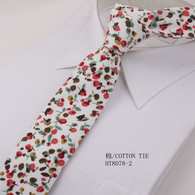 Custom bespoke cotton printed flowers wedding ties