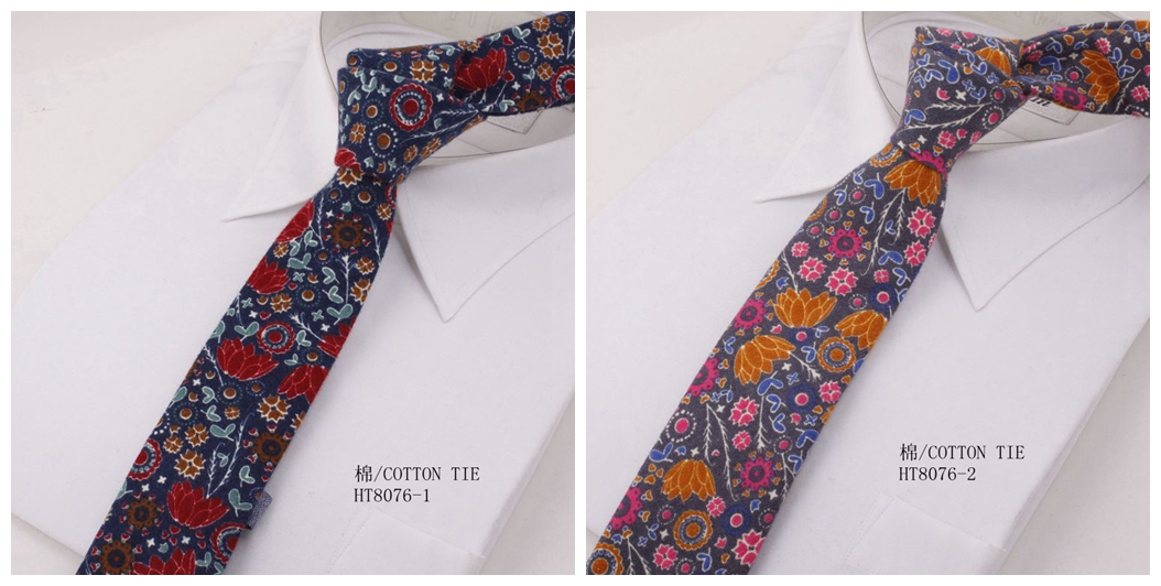 Custom bespoke cotton printed flowers wedding ties