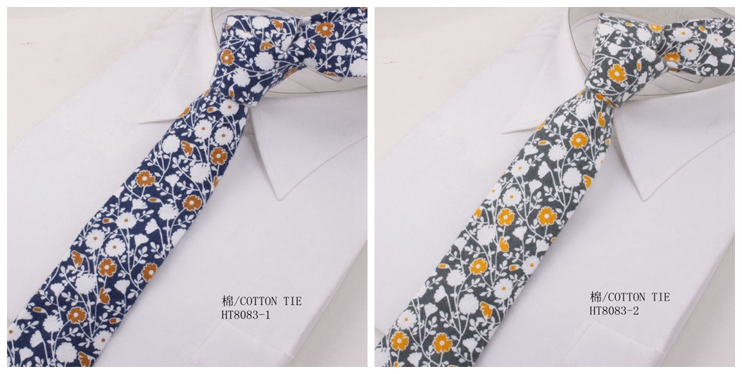 Custom bespoke cotton printed flowers wedding ties